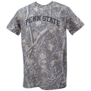 camo short sleeve t-shirt with Penn State arched across chest